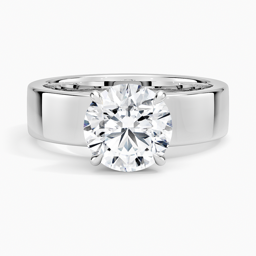 2Ct Round Lab Grown Diamond Thick Band Solitaire Ring