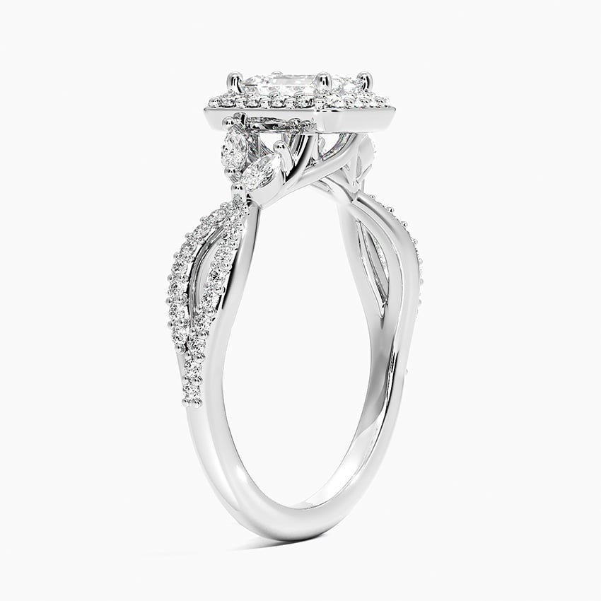 1/2Ct Emerald Lab Grown Diamond Gold Halo Diamond Ring