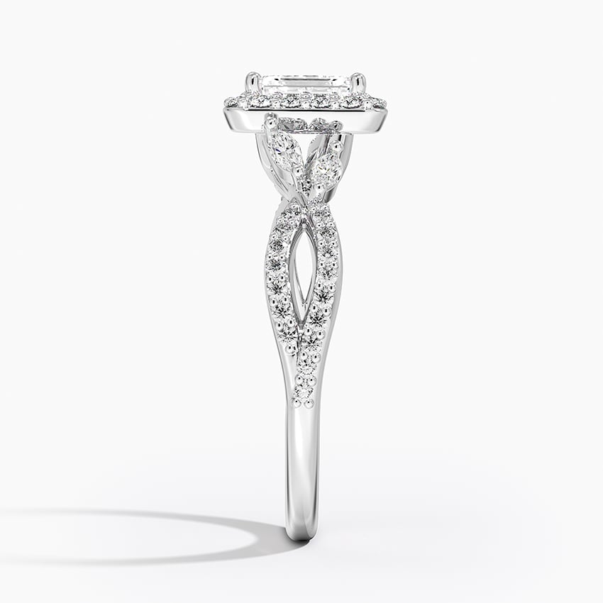 1/2Ct Emerald Lab Grown Diamond Gold Halo Diamond Ring