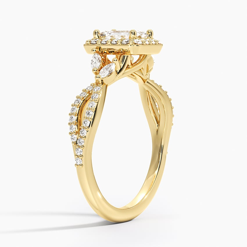 1/2Ct Emerald Lab Grown Diamond Gold Halo Diamond Ring