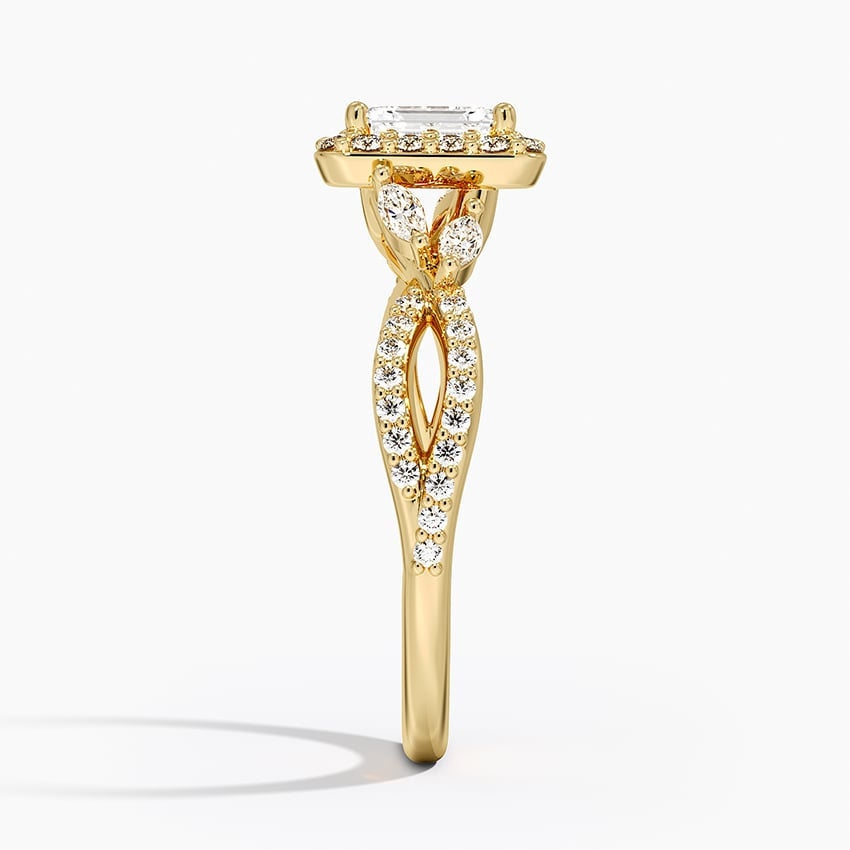 1/2Ct Emerald Lab Grown Diamond Gold Halo Diamond Ring