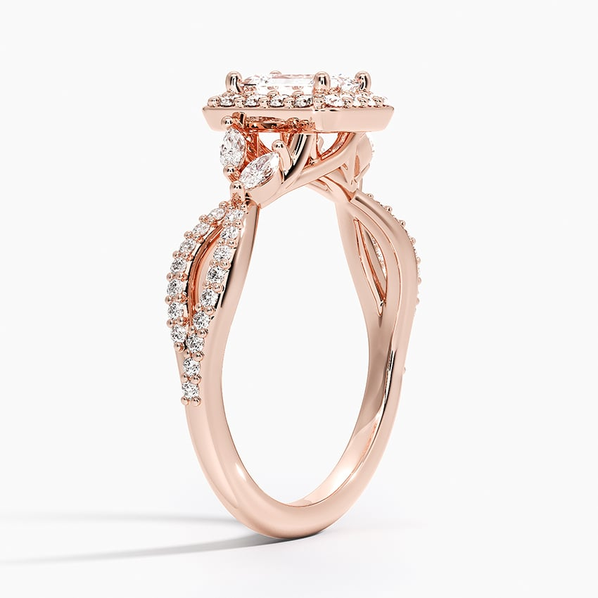 1/2Ct Emerald Lab Grown Diamond Gold Halo Diamond Ring