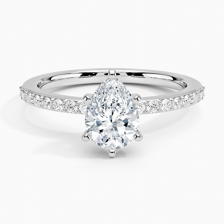 1Ct Pear Lab Grown Diamond Six Prong Petite Shared Prong Ring