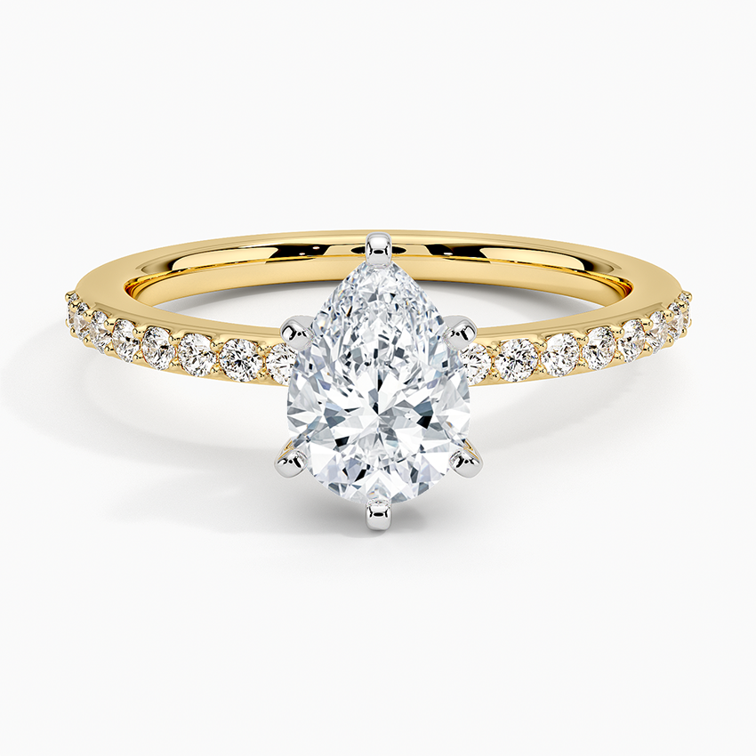1Ct Pear Lab Grown Diamond Six Prong Petite Shared Prong Ring