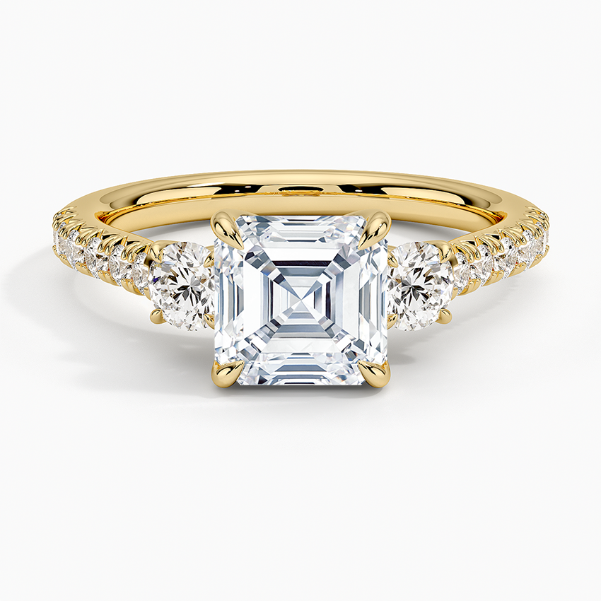 11/2Ct Asscher Lab Grown Diamond Cluster Engagement Ring