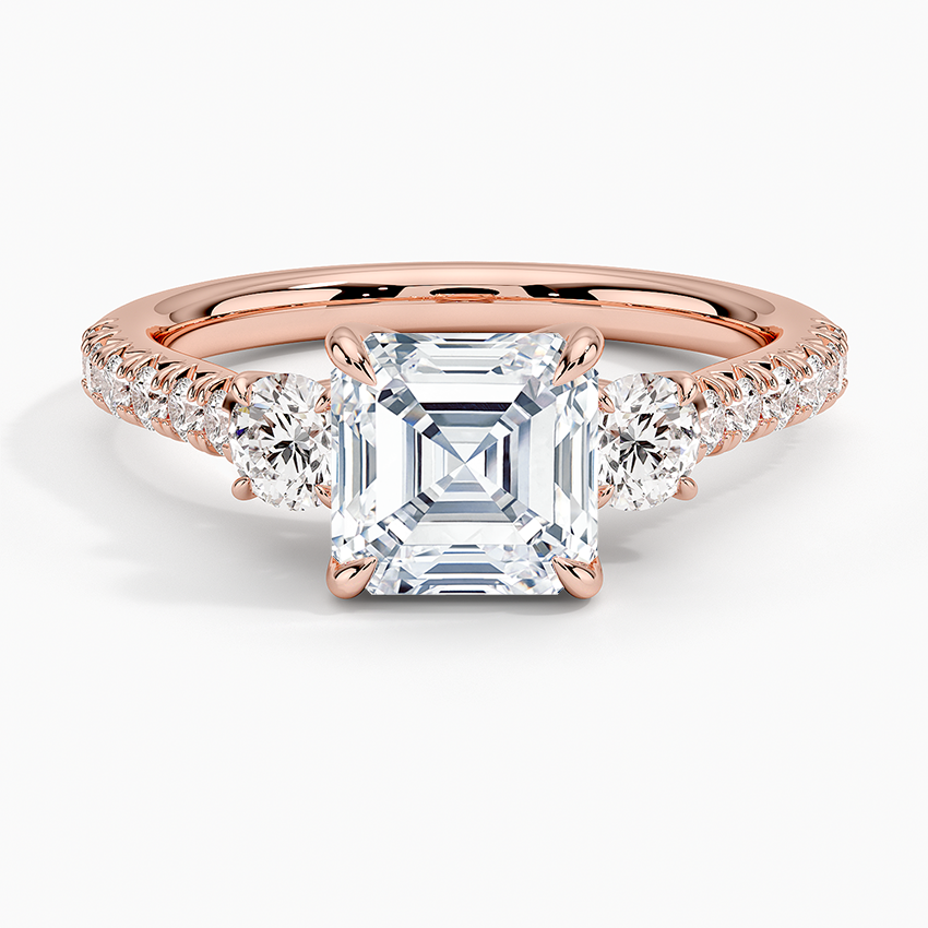 11/2Ct Asscher Lab Grown Diamond Cluster Engagement Ring