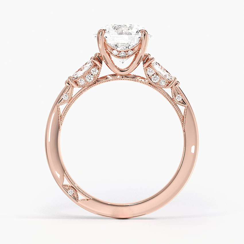 2Ct Round Lab Grown Diamond Three Stone Marquise Diamond Ring
