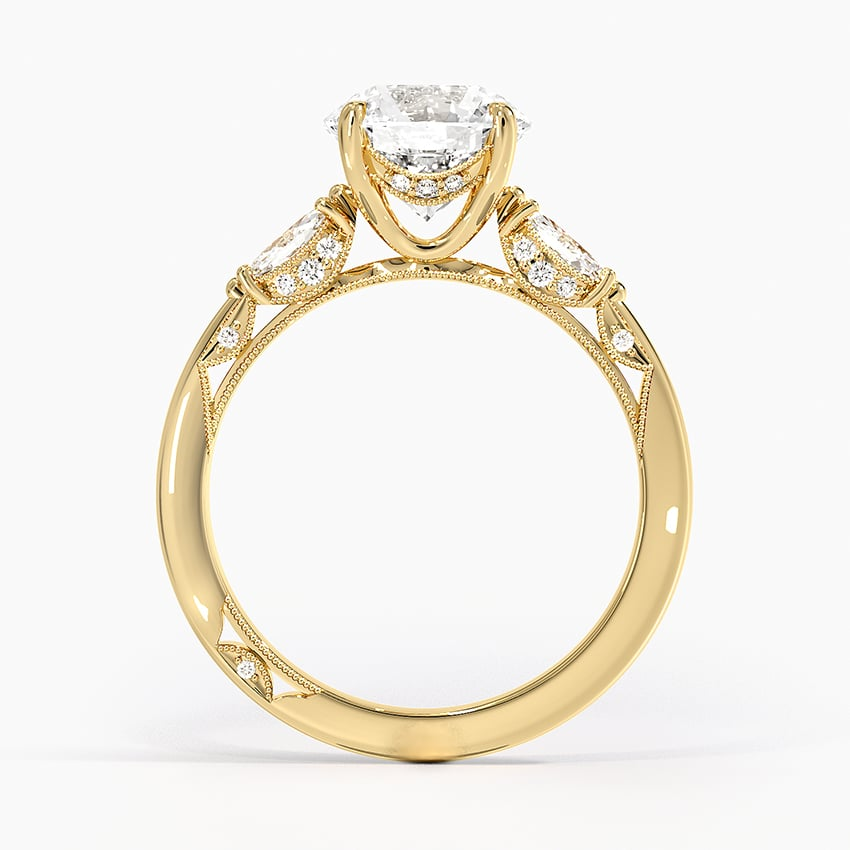 2Ct Round Lab Grown Diamond Three Stone Marquise Diamond Ring