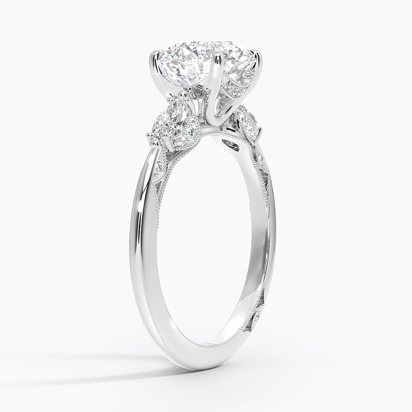 2Ct Round Lab Grown Diamond Three Stone Marquise Diamond Ring