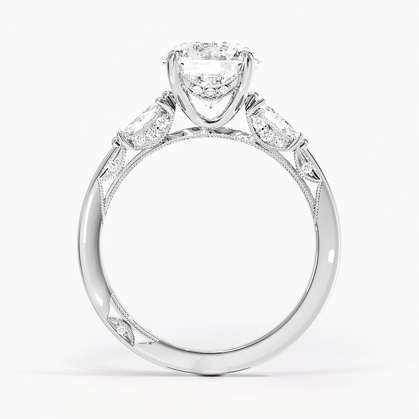 2Ct Round Lab Grown Diamond Three Stone Marquise Diamond Ring
