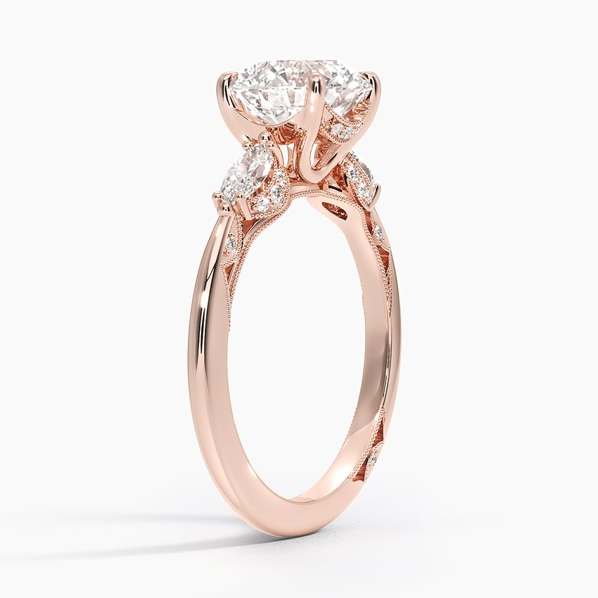 2Ct Round Lab Grown Diamond Three Stone Marquise Diamond Ring