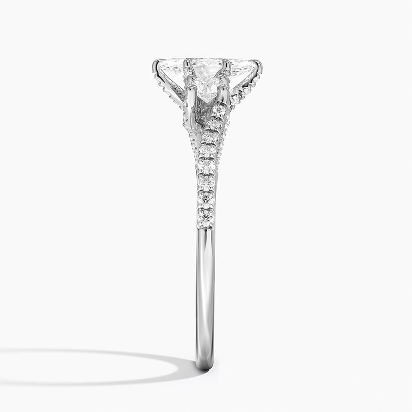 1/2CT Marquise Lab Grown Diamond Gold Three Stone Pave Diamond Ring