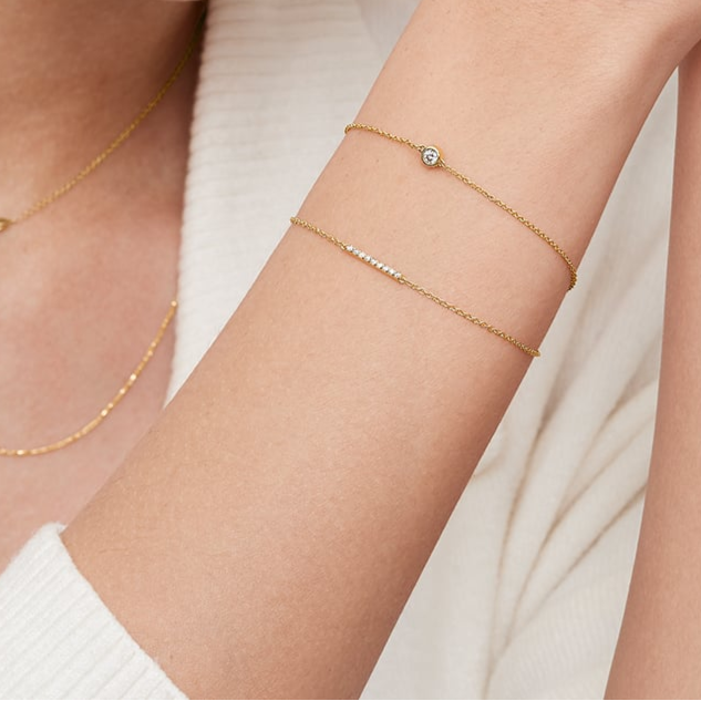 7 inch Lab Grown Diamond Bezel Bracelet in Gold