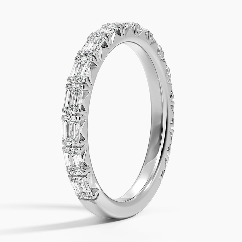 0.83 CTW Emerald Cut Lab Grown Diamond 3/4 Eternity Wedding Band