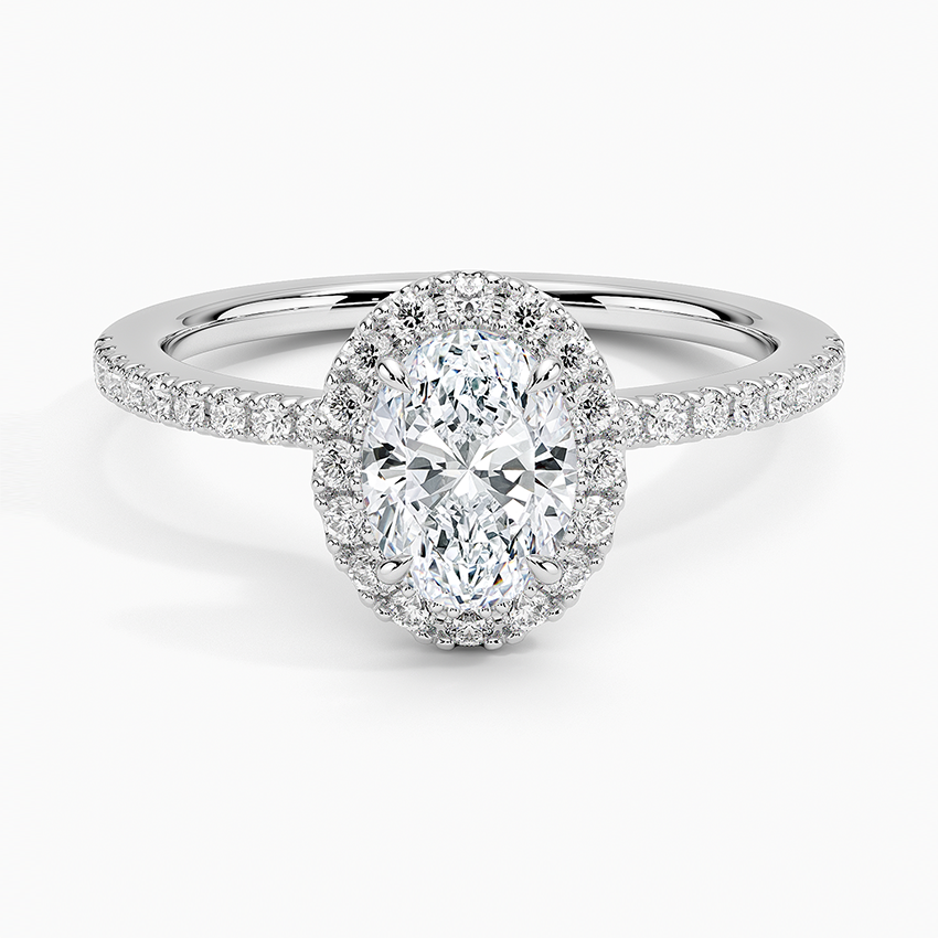 3/4Ct Oval Lab Grown Diamond Halo Engagement Ring