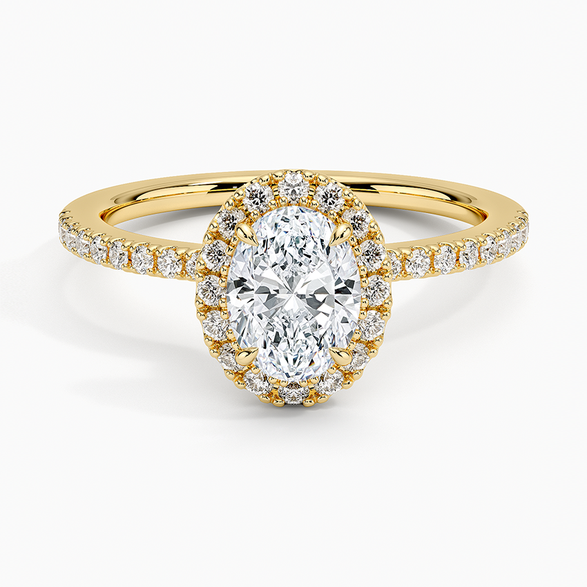 3/4Ct Oval Lab Grown Diamond Halo Engagement Ring