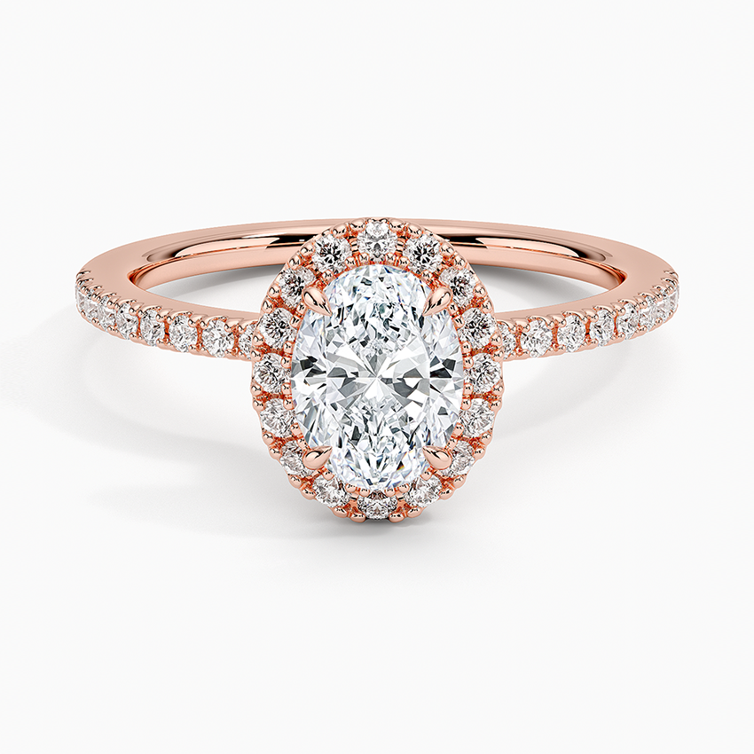3/4Ct Oval Lab Grown Diamond Halo Engagement Ring