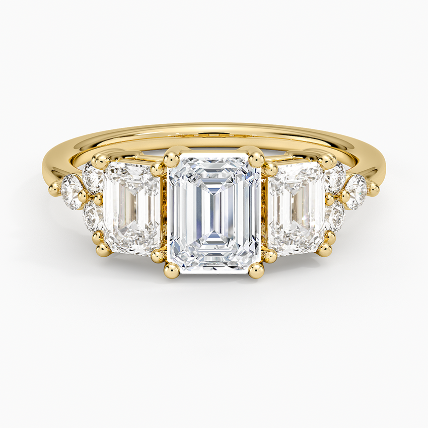 1Ct Emerald Lab Grown Diamond Gold Cluster Diamond Ring