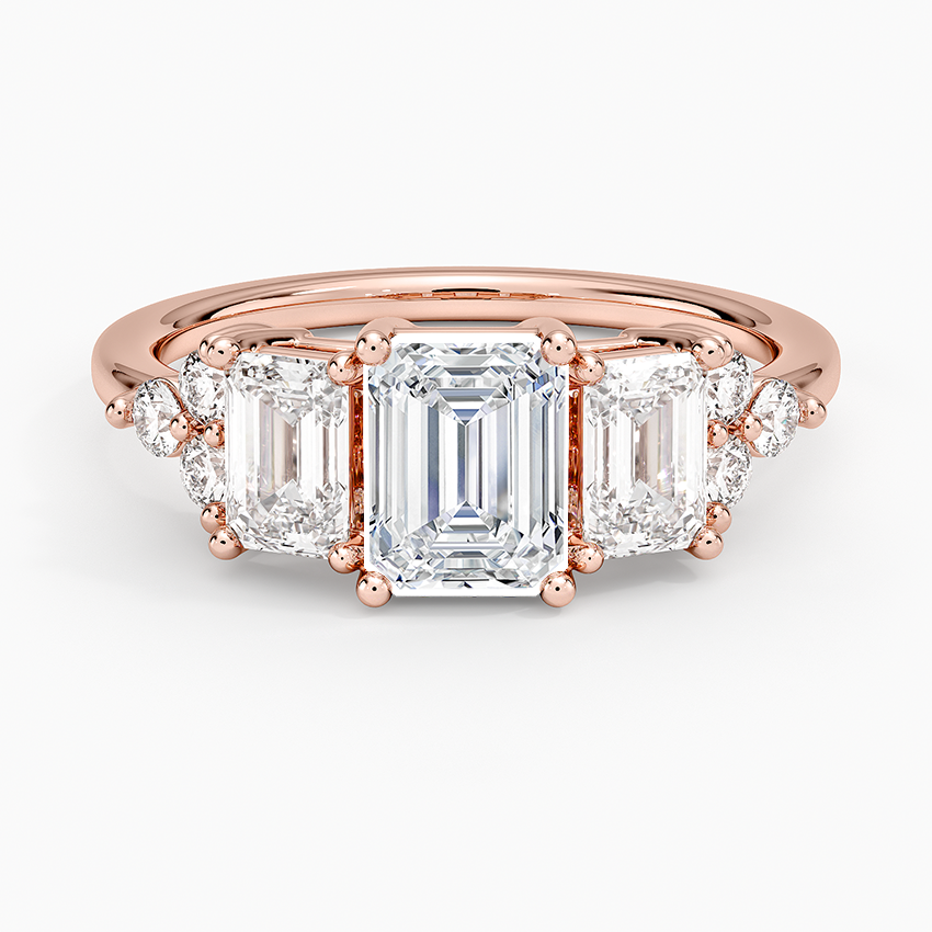 1Ct Emerald Lab Grown Diamond Gold Cluster Diamond Ring