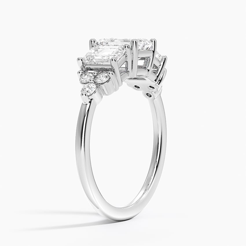 1Ct Emerald Lab Grown Diamond Gold Cluster Diamond Ring