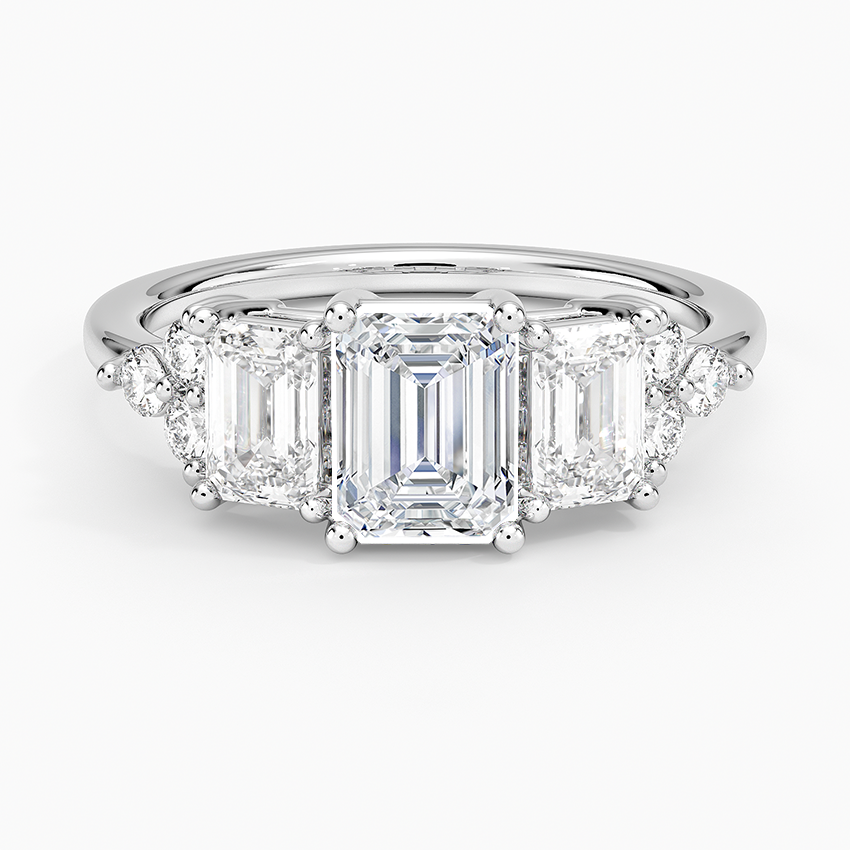 1Ct Emerald Lab Grown Diamond Gold Cluster Diamond Ring