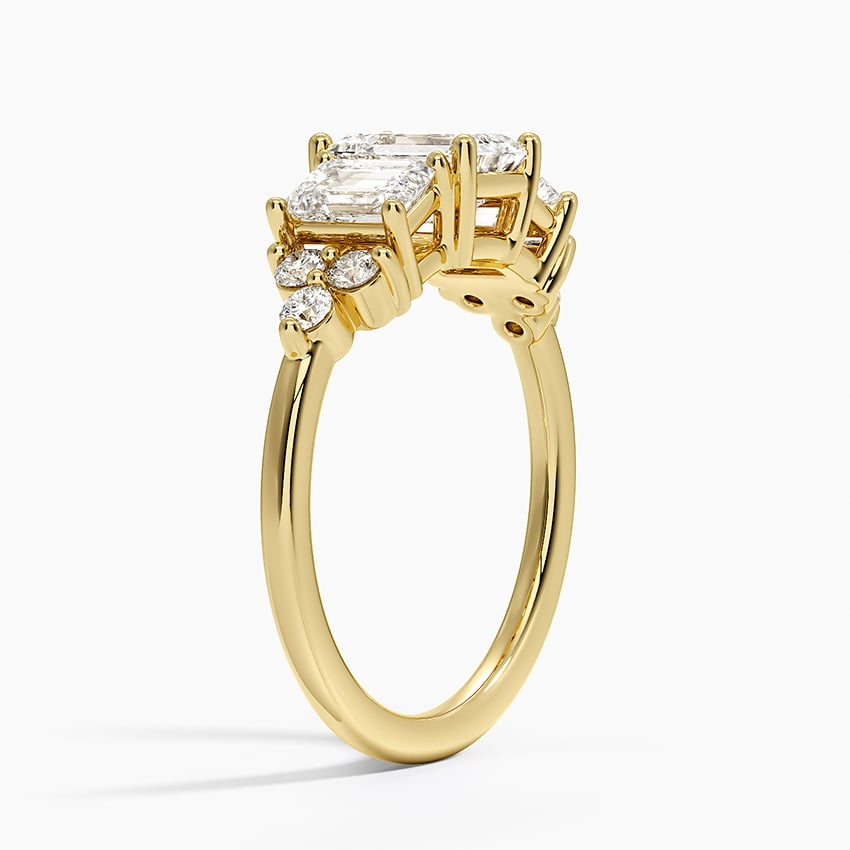 1Ct Emerald Lab Grown Diamond Gold Cluster Diamond Ring