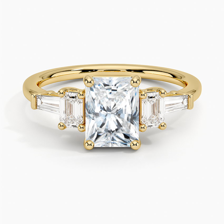 11/4Ct Radiant Lab Grown Diamond Gold Five Stone Diamond Ring