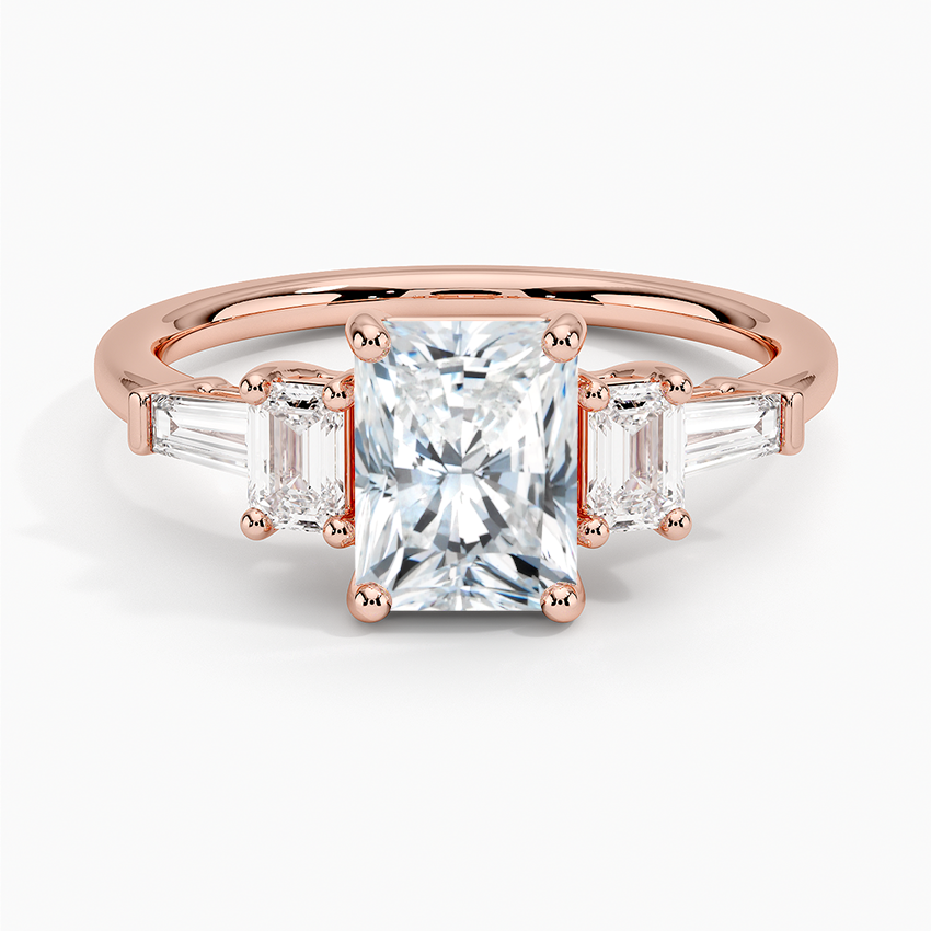 11/4Ct Radiant Lab Grown Diamond Gold Five Stone Diamond Ring