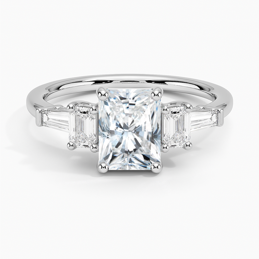 11/4Ct Radiant Lab Grown Diamond Gold Five Stone Diamond Ring