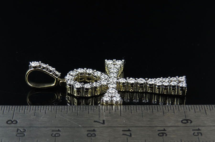 2 Inch 14k Lab Grown Diamond Flared Ankh Cross Pendant