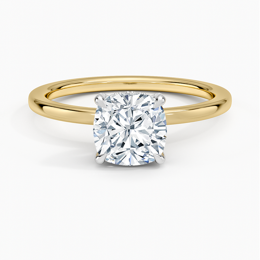 11/2Ct Cushion Lab Grown Diamond Two Tone Solitaire Ring
