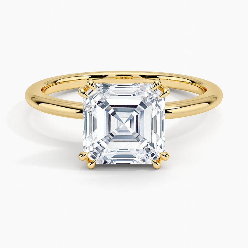 2Ct Asscher Lab Grown Diamond Double Prong Solitaire Ring