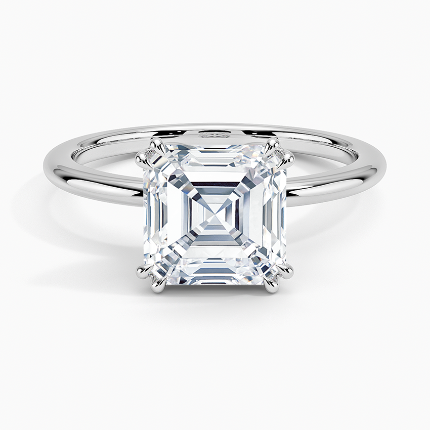 2Ct Asscher Lab Grown Diamond Double Prong Solitaire Ring