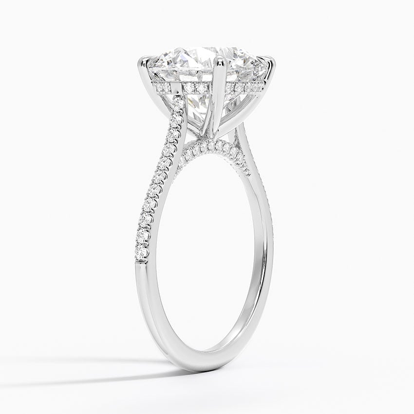 4Ct Round Lab Grown Diamond Hidden Halo Engagement Ring