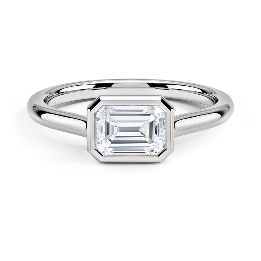 3/4CT Emerald Lab Grown Diamond East-West Bezel Gold Solitaire Ring