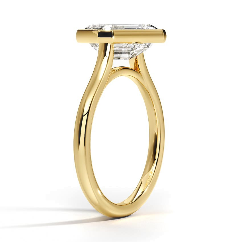 3/4CT Emerald Lab Grown Diamond East-West Bezel Gold Solitaire Ring