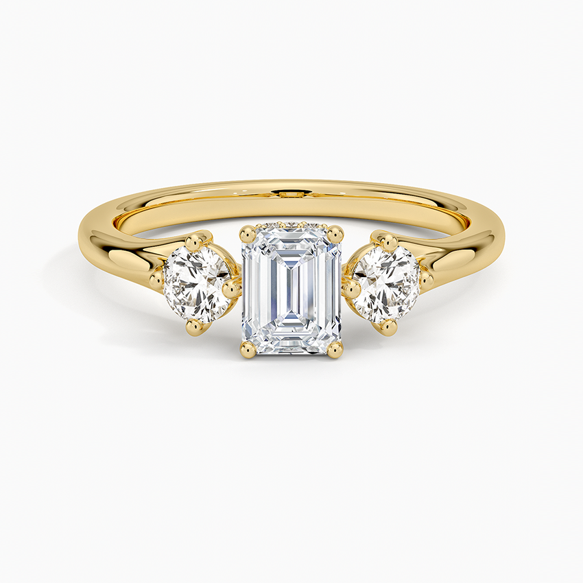 1/2Ct Emerald Lab Grown Diamond Three Stone Diamond Ring