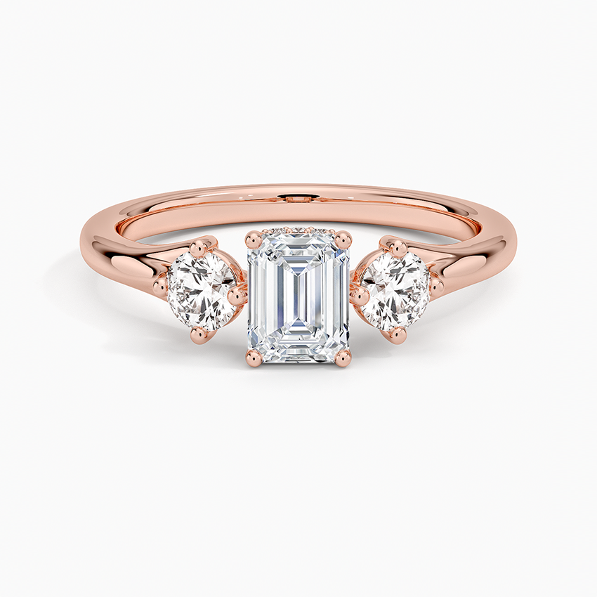 1/2Ct Emerald Lab Grown Diamond Three Stone Diamond Ring