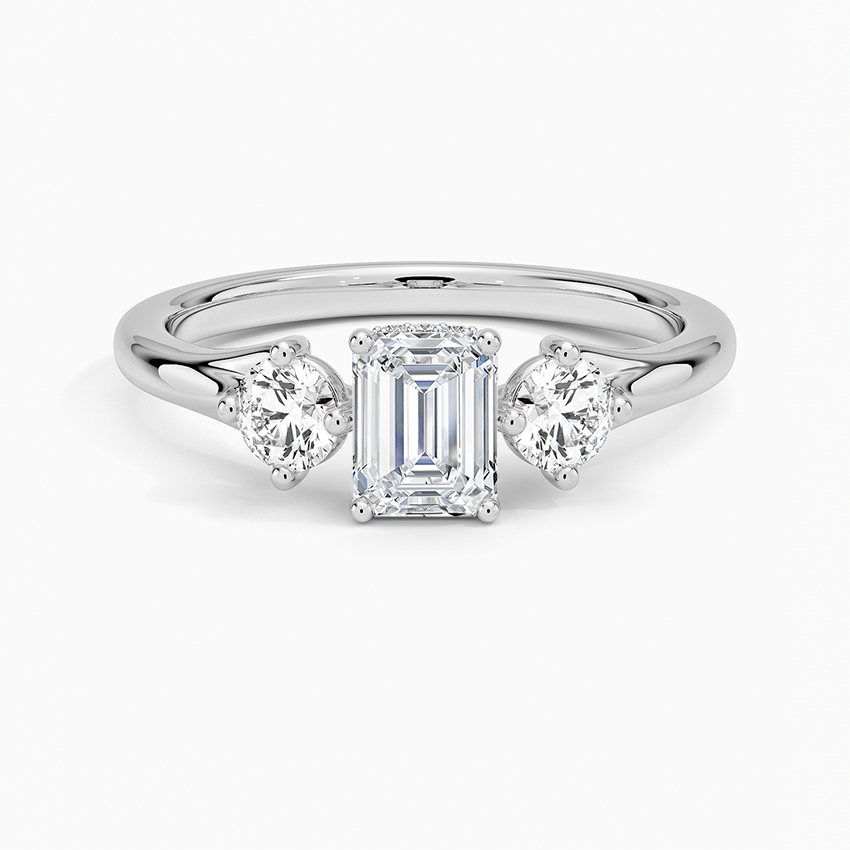 1/2Ct Emerald Lab Grown Diamond Three Stone Diamond Ring