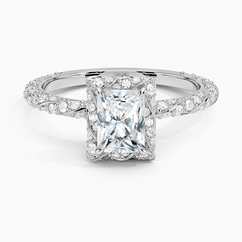 1Ct Radiant Lab Grown Diamond Halo Engagement Ring