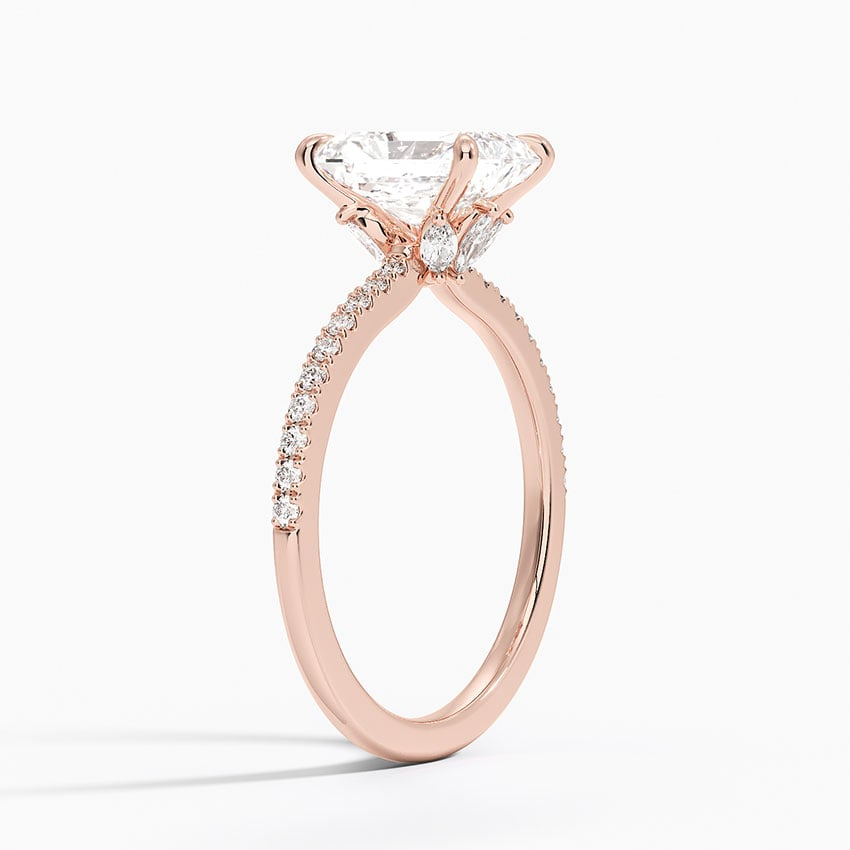 11/2Ct Radiant Lab Grown Diamond Hidden Floral Halo Diamond Ring