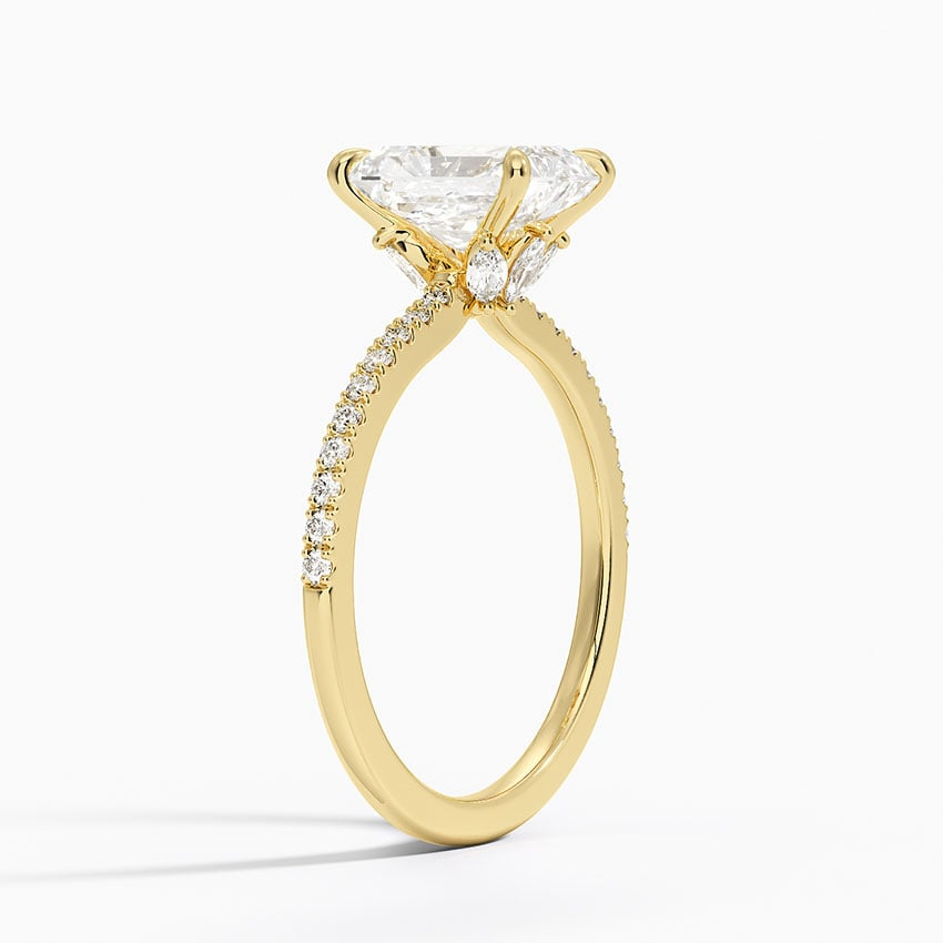 11/2Ct Radiant Lab Grown Diamond Hidden Floral Halo Diamond Ring