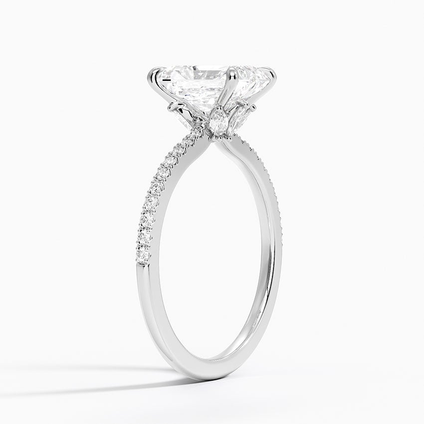 11/2Ct Radiant Lab Grown Diamond Hidden Floral Halo Diamond Ring