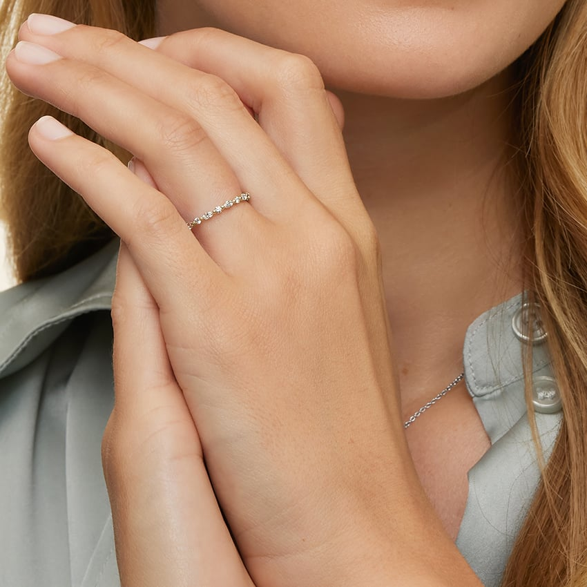Alternative Round And Marquise Lab Grown Diamond 14k Gold Band