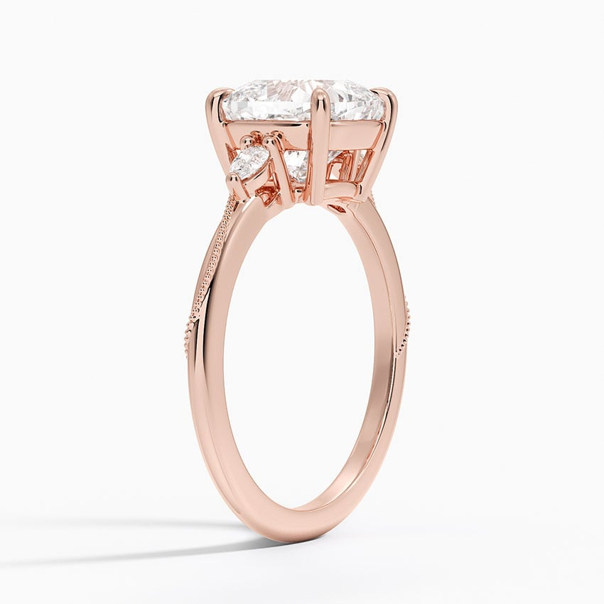 21/2Ct Cushion Lab Grown Diamond Three Stone Pear Diamond Ring