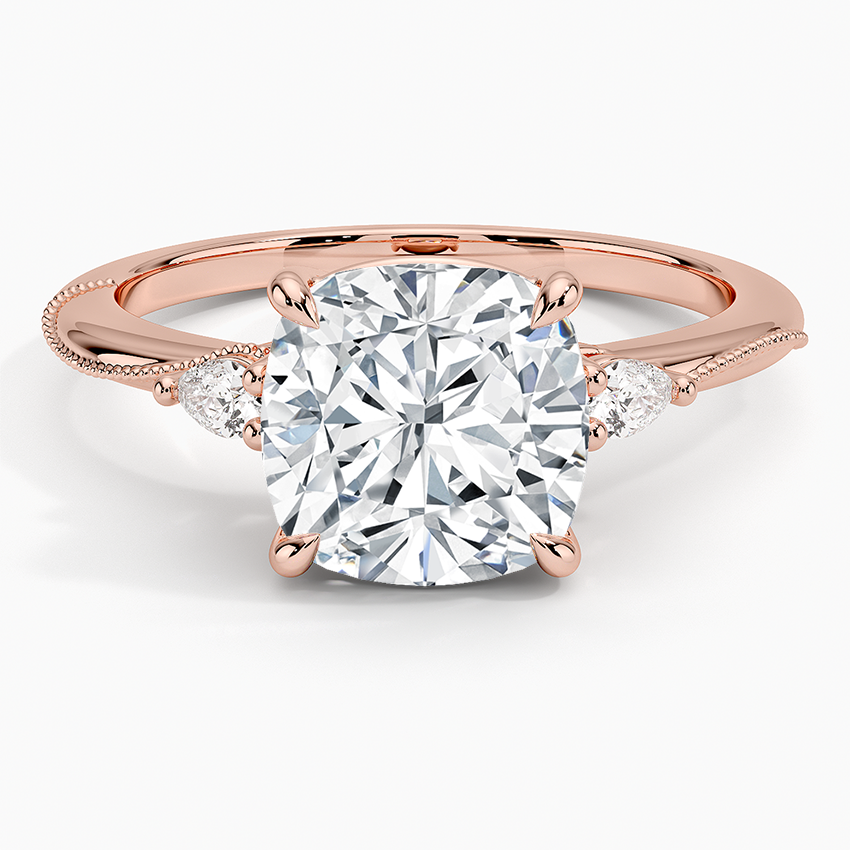 21/2Ct Cushion Lab Grown Diamond Three Stone Pear Diamond Ring