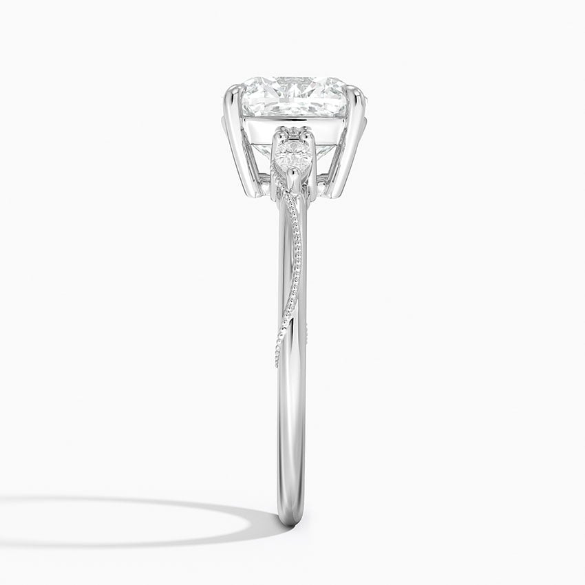 21/2Ct Cushion Lab Grown Diamond Three Stone Pear Diamond Ring