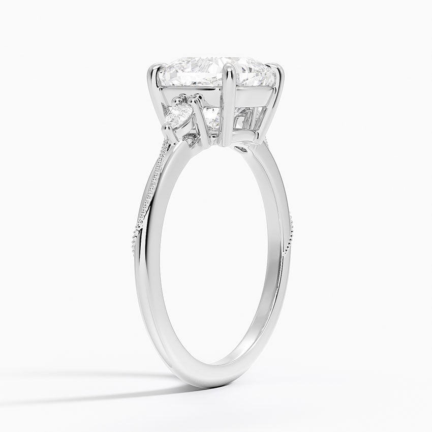 21/2Ct Cushion Lab Grown Diamond Three Stone Pear Diamond Ring