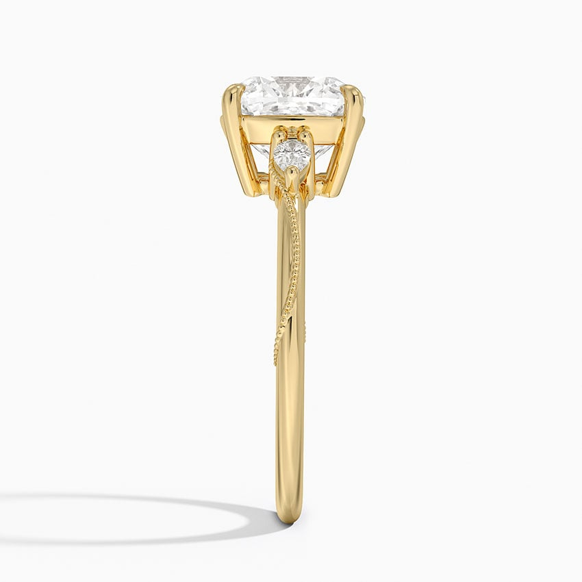 21/2Ct Cushion Lab Grown Diamond Three Stone Pear Diamond Ring
