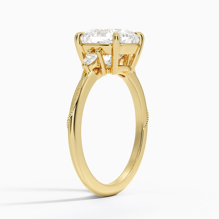 21/2Ct Cushion Lab Grown Diamond Three Stone Pear Diamond Ring